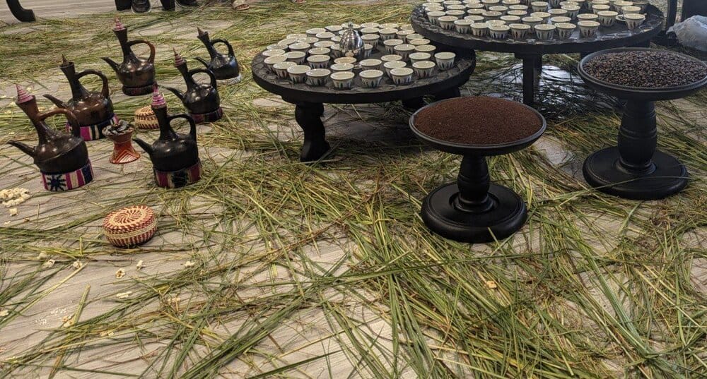 Coffee Ceremony Set — Rekebot, 6 Sini Cups, Tray